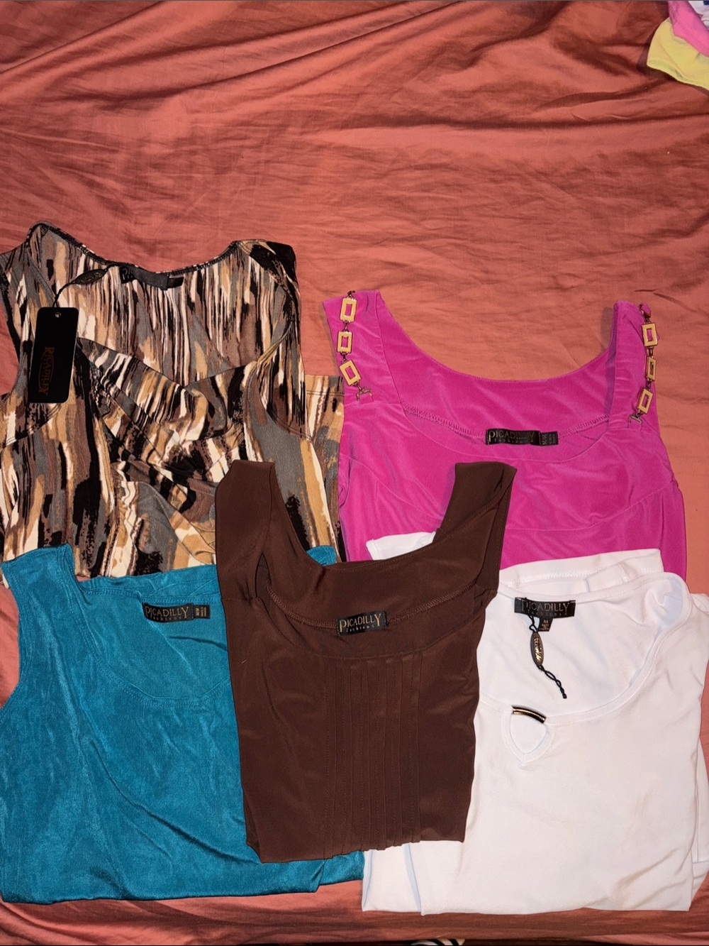 Set of 5 Assorted Women's Tank Tops and shirts by picadilly Fashions size M